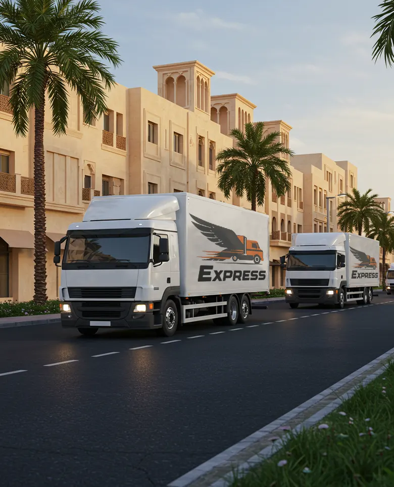 "شاحنات الصقور إكسبريس تنطلق من الرياض في طريقها إلى جدة ضمن خدمات نقل العفش بين المدن "